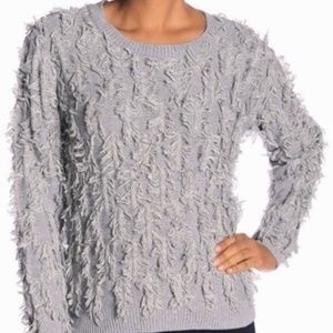Vince Camuto Grey Fringe Sweater - L